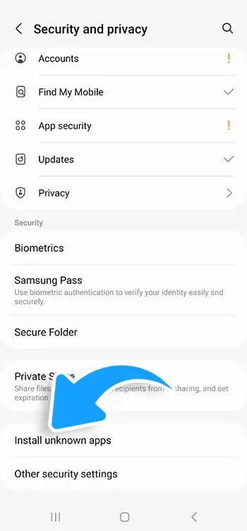 Step 2 - Go to Settings and enable Install from unknown sources