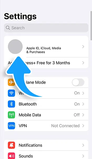 Step 2 - Tap your Apple ID